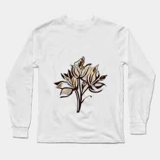 Elegant Golden Lily Flower on Black Background No. 943 Long Sleeve T-Shirt